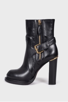 Leather ankle boots with gold-tone hardware