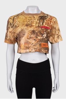 Cropped T-shirt in print