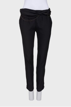 Semi-sheer trousers with belt decoration