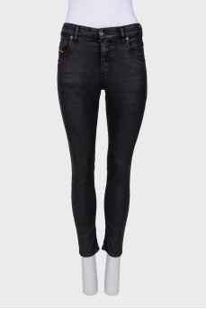 Black jeans with glossy print