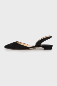 Pointed toe suede mules