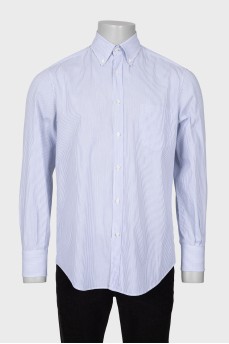 Men's white shirt with blue stripes