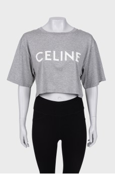 Cropped T-shirt with brand logo