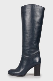 Dark blue leather boots