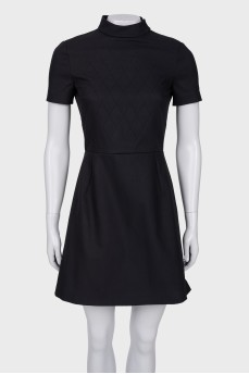 Black mini dress with embroidered logo
