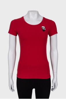 Red T-shirt with branded patch