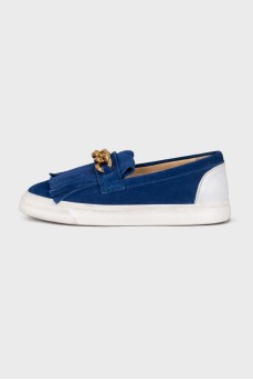 Suede slip-ons with fringes
