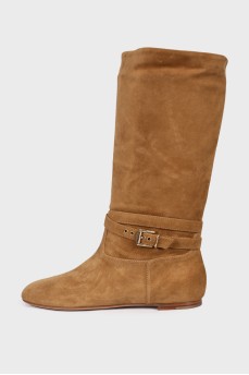 Light brown suede boots 