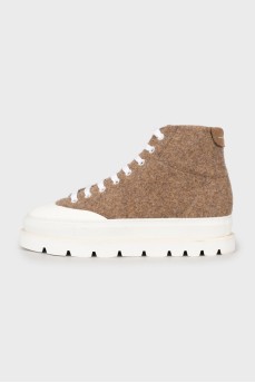 Brown sneakers with a chunky sole