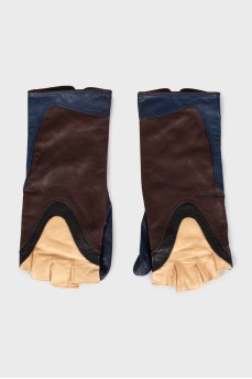 Combined leather mitts