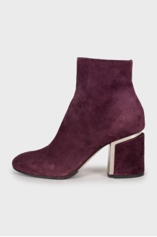 Purple suede ankle boots