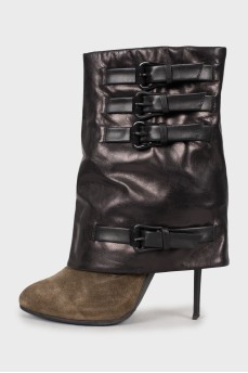 Two tone stiletto ankle boots