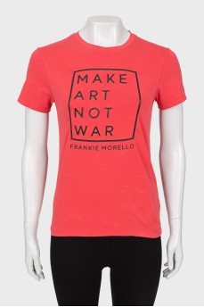Red T-shirt with slogan