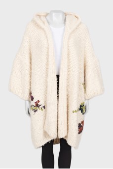 Cashmere cardigan with back print