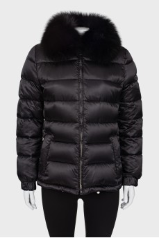 Black down jacket with silver fittings