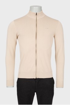 Men's beige jumper with zipper