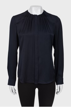 Silk blouse with draping at top
