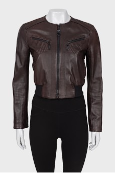 Cropped leather jacket