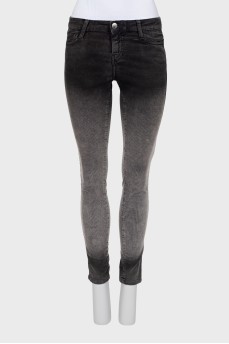 Corduroy jeans with gradient print