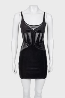 Black mini dress with imitation corset