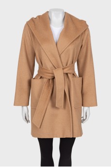 Wool coat with hood