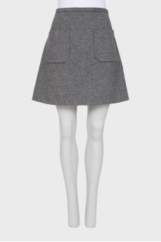 Gray mini skirt with pockets