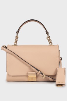 Leather crossbody bag with gold-tone hardware