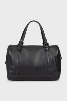 Leather tote bag with silver hardware