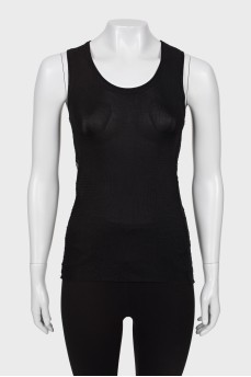 Black top with a pattern on the sides