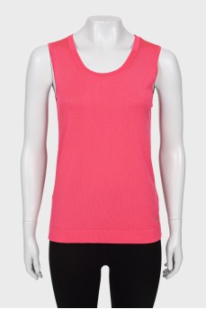 Pink tank top with gold logo