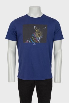 Men's blue T-shirt with print