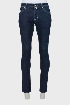 Men's blue jeans with buttons