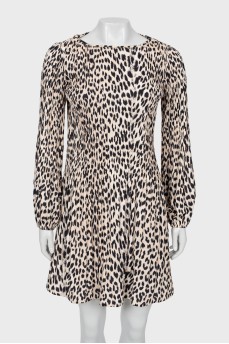Animal print pleated dress with tag