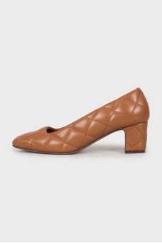 Brown quilted shoes
