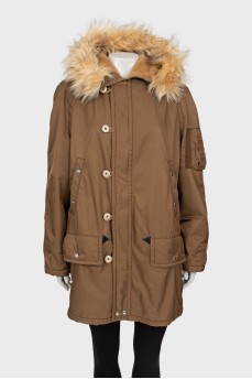 Relaxed parka with hood