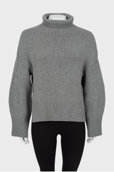 Cashmere jumper with high collar 