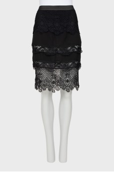 Black skirt with lace frills