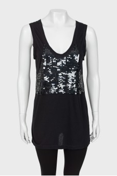 Relaxed tank top with sequins