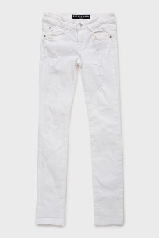 White distressed skinny jeans