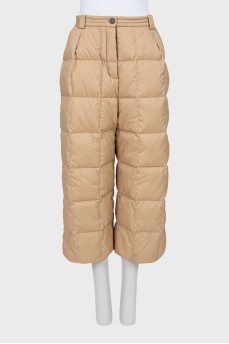 Quilted beige trousers