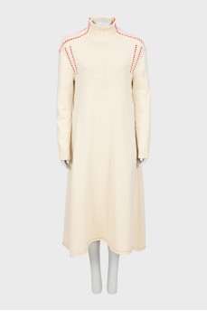 Wool midi dress with pattern