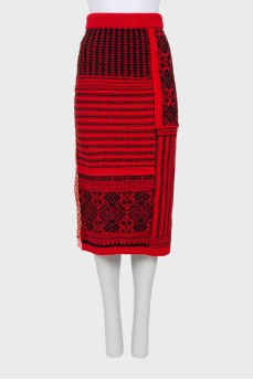 Wool midi skirt with pattern
