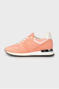 Pink suede sneakers