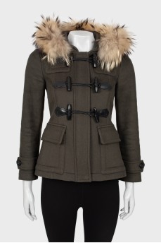 Wool parka with fur