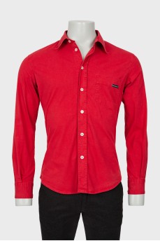 Men's red button-up shirt