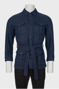 Men's dark blue jacket with belt