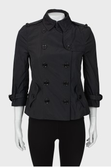 Cropped black trench coat