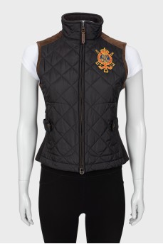 Quilted vest with suede