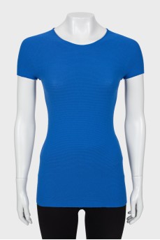 Blue ribbed T-Shirt with tag