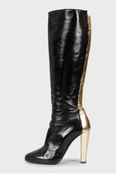 Two-tone high heel boots